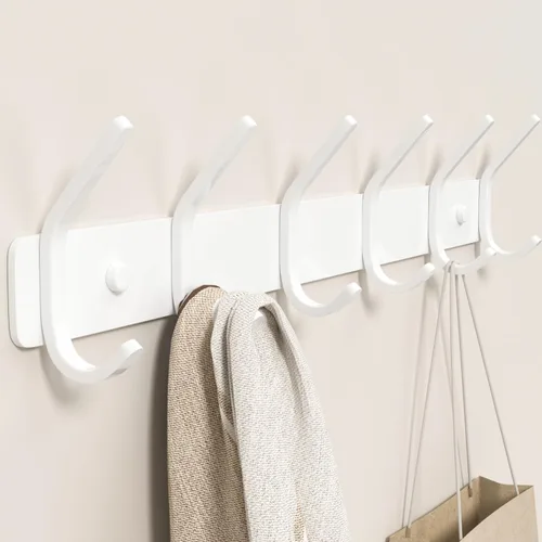 Miniatura 10 de GWAAZXGZ Perchero para colgar en la pared, 15 pulgadas, de metal negro mate, organizador de 6 ganchos para montar en la pared, moderno