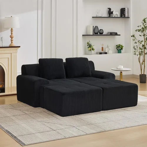 Miniatura 28 de Modular Sectional Sofa with Movable Ottoman, 1 Seat Deep Seat Couch with 1 Pillow, Comfy Cloud Sectional Sofa for Living Room, Bedroom and Apartment