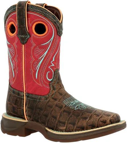 Miniatura 2 de Durango Lil Little Kids Gator Emboss Western Botas, Rojo