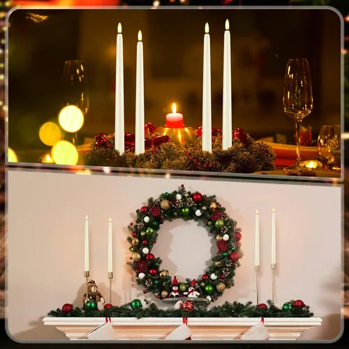 Miniatura 6 de Reginary 48 unidades de velas cónicas sin llama con 4 controles remotos, velas cónicas parpadeantes sin llama a pilas con mecha 3D, luces LED