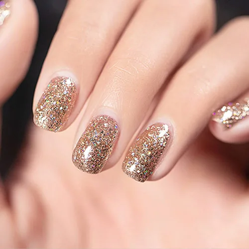 Miniatura 2 de Vishine - Esmalte de uñas de gel con purpurina de diamante, oro claro brillante, lámpara UV LED de desprendimiento brillante, color brillante