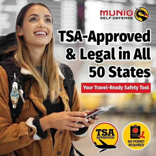 Miniatura 5 de MUNIO Llavero de autodefensa, elegante y portátil, herramienta de seguridad para mujeres y hombres, no letal, aprobado por la TSA, fabricado