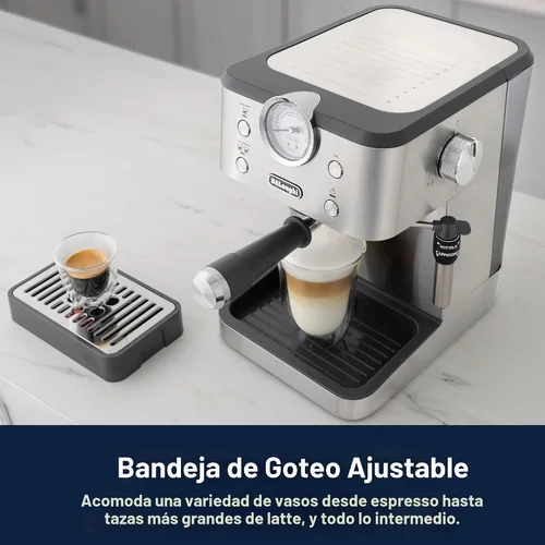 Miniatura 8 de De’Longhi Máquina de café espresso clásica con espumador de leche, bomba de 15 bares y control de temperatura - Kit de cafetera barista