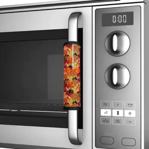 Miniatura 4 de 6 fundas para manija de puerta de refrigerador de Acción de Gracias, cubierta de manija de nevera de otoño, hoja de arce, protector de manija