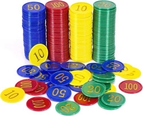 160 fichas de póquer de tamaño típico de plástico con impresión de números dorados para jugar noches de juego en casa, aprendizaje de matemáticas,