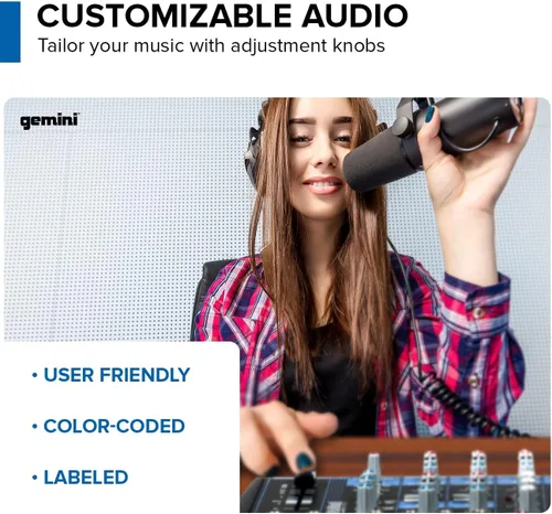 Miniatura 6 de Gemini - Mezclador de audio Bluetooth de 12 canales con multi-FX, reproducción USB, ecualizador y alimentación fantasma, mezclador compacto
