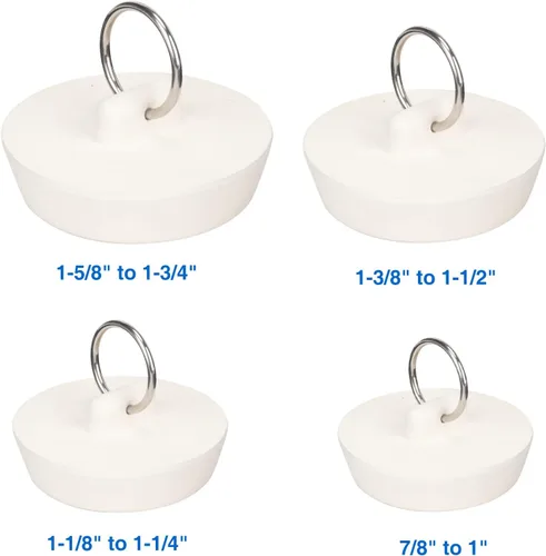 Miniatura 3 de 6 Paquetes de Tapones para Bañera, Tapones de Goma para Desagüe de Bañera, 2 Piezas de Cadena de Cuentas de Acero Inoxidable de 15", 6 Tamaños