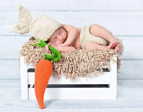 Miniatura 3 de Accesorios de fotografía para bebé recién nacido, para sesión de fotos de ganchillo, sombrero de punto, pañales, trajes