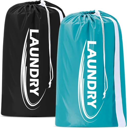 Miniatura 11 de Sylfairy Paquete de 2 bolsas de lavandería XL con correa, bolsa de lavandería para viajes resistente, bolsa de hombro para ropa sucia con cordón