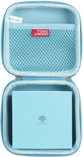 Miniatura 8 de Hermitshell Funda de viaje para impresora de bolsillo Phomemo M02 / Phomemo M02 Pro/Phomemo M02S (negro exterior + interior azul claro)