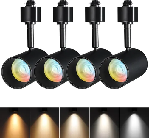 LEONLITE Cabezales de iluminación LED de 8.5 W, cabezales de luz de riel tipo H, iluminación de pista regulable de 45°, accesorio de iluminación de