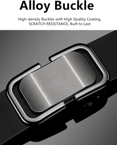 Miniatura 4 de Oyifan Cinturón negro para hombre, cinturón de diseñador de vestido de cuero genuino para hombres, moda Slide Ratchet Click Casual Mens Belt