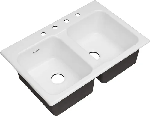 Miniatura 8 de American Standard 77DB33223.308 - Fregadero de cocina de hierro fundido con membrillo de 33 x 22 pulgadas, montaje superior, 3 agujeros