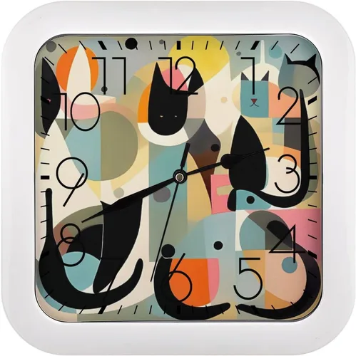 Miniatura 27 de 10" Square Modern Wall Clock,Animal Patterns Print Kitchen Clocks Wall Battery Operated,Silent Non Ticking Unique Funny Cute Wall Clock for Living