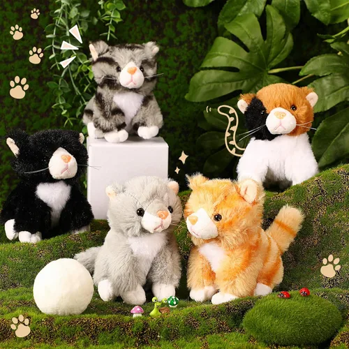 Miniatura 5 de Leitee 16 piezas de animales de peluche para gatos, recuerdos de fiesta a granel, de 5 pulgadas, juguete de peluche de gatito lindo surtido, regalo