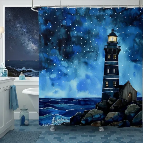 Miniatura 18 de Castle Fairy Cortinas de ducha impermeables 3D de sirena de ensueño, tela de paisaje, cortina de ducha de baño, diseño de mar, miau, pájaros