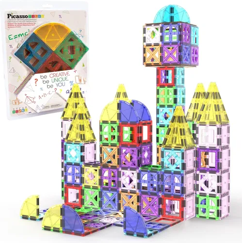 Miniatura 11 de PicassoTiles Bloques de construcción magnéticos con azulejos y click-in, artes gráficas educativas, juego de construcción de imán, juego