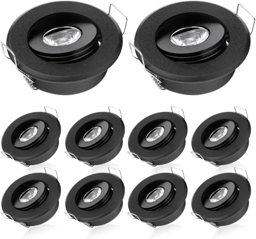Miniatura 4 de Paquete de 10 mini 3W Mini LED Spot Light Negro Empotrable LED Luz de techo para el armario del hogar negro (black-10 por paquete)