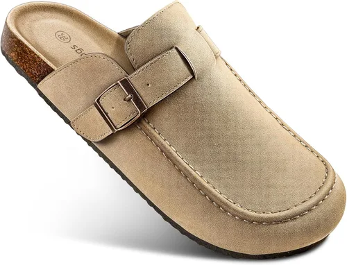 Miniatura 12 de BULLIANT Zuecos pantuflas sandalias de enfermería zapatos de trabajo para hombres y mujeres, parte superior con forro polar + plantilla de corcho