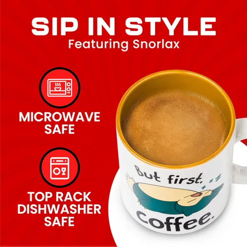 Miniatura 3 de Silver Buffalo Pokemon Snorlax But First Coffee - Taza de cerámica, 20 onzas