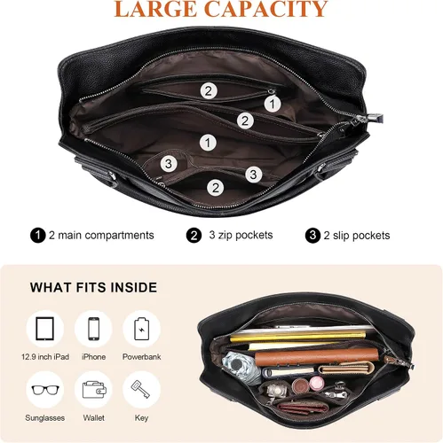 Miniatura 5 de Over Earth Genuine Leather Handbags for Women Hobo Shoulder Bags Ladies Tote Bag