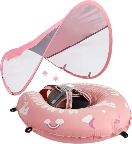 Mambobaby Flotador con dosel, flotador para bebé con toldo, flotador plegable compresible para bebé, flotador portátil para piscina infantil con
