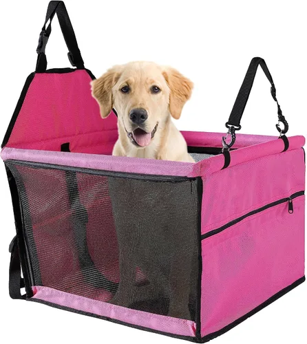 Miniatura 5 de Asiento de automóvil para perro de tamaño mediano, asiento elevador de automóvil con correa de seguridad con clip, se adapta tanto a asientos