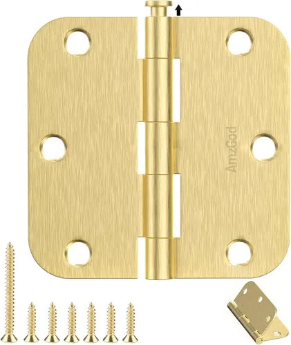 Miniatura 7 de Bisagras de Puerta Níquel Cepillado - 1 Paquete Bisagras de Puerta Níquel 3.5 Pulgadas Interior Redondeadas Níquel Satinado Bisagras de Puerta