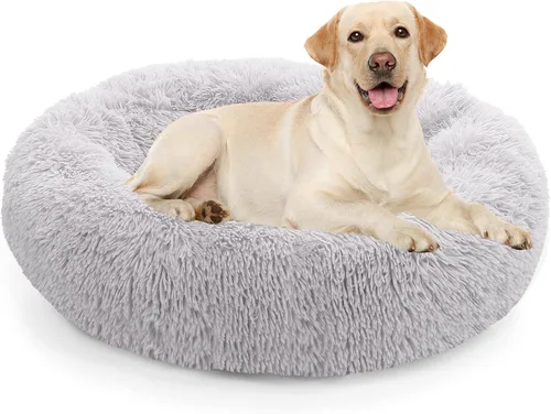 Miniatura 29 de NOYAL Cama Calmante en Forma de Rosquilla para Perros Pequeños a Medianos y Gatos - Cama para Mascotas de Felpa de Piel Sintética Anti-Ansiedad