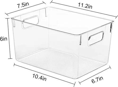 Miniatura 6 de Paquete de 4 organizadores de cocina – Contenedores de almacenamiento de plástico transparente para refrigerador, despensa, gabinete, encimeras