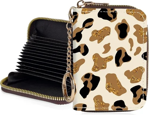 Miniatura 20 de Tarjetero de crédito para mujer, pequeña cartera RFID con cierre de llavero, bonita cartera de piel sintética, carteras para tarjetas de crédito