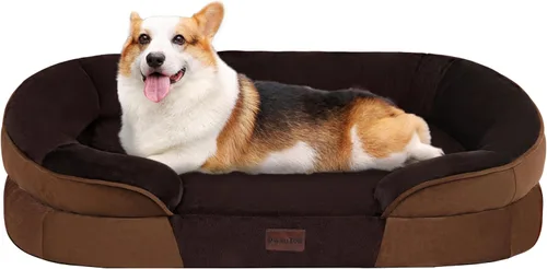 Miniatura 23 de Dwanton - Cama ortopédica para perros medianos con espuma de memoria con gel, sofá impermeable para perros, cama lavable para mascotas con cojín
