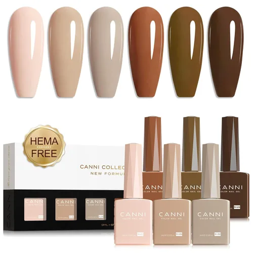 Miniatura 28 de CANNI Kit de esmalte de uñas de gel, 6 colores, rosa nude, 0.3 fl oz, tonos de piel, uñas francesas, marrón neutro, kit de uñas de gel para remojar