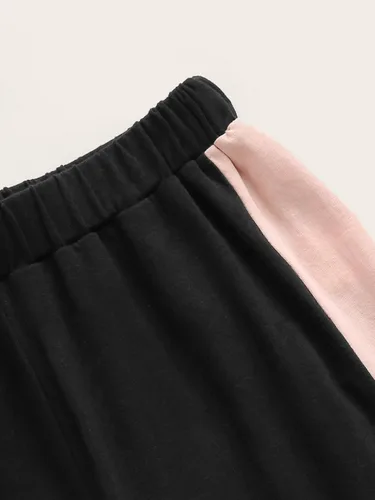 Miniatura 4 de Floerns Conjunto de 2 piezas de camiseta corta y leggings de manga corta con estampado de letras para niñas