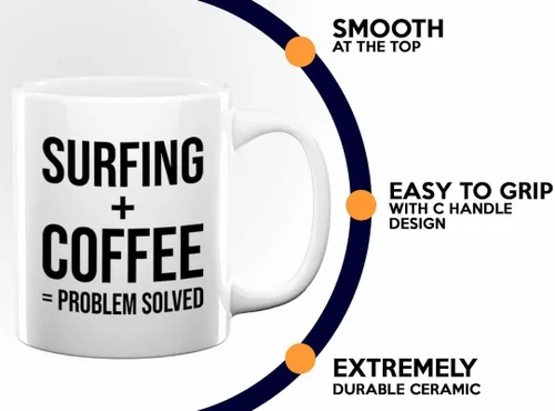 Miniatura 4 de Adventure - Taza de café de 11 onzas, color blanco, para surfear, tablas de surf, surf, playa, verano, playa, adolescente, amistad
