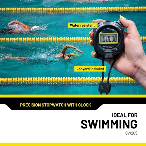 Miniatura 7 de General Tools Temporizador deportivo SW269, cronómetro con reloj, negro
