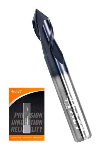 ACCUT - Fresa de extremo de chaflán – 90 grados, ranura en V, brocas de tallado de 1/4 pulgadas para acero aleado, aluminio, madera, molino de