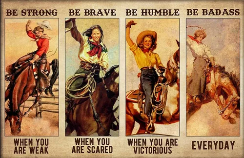 Póster vintage de Cowgirl Rodeo Be Badass Everyday con texto en inglés «Girls Love Hors», letrero de hojalata de metal vintage, para club,