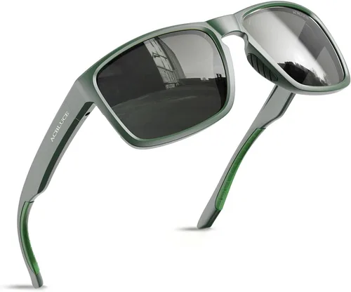 Lentes de sol deportivos polarizados para hombres y mujeres, ideales para conducir, pescar, béisbol y correr, marco irrompible TR90 Lente verde