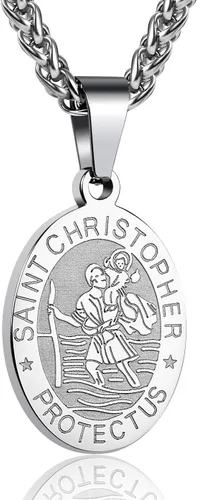 Miniatura 58 de P. BLAKE Collar ovalado de San Cristóbal, Miguel, José, Jude/Virgen María/José/Francisco/Patrick/Anthony/Benedict/Thomas para hombres y mujeres