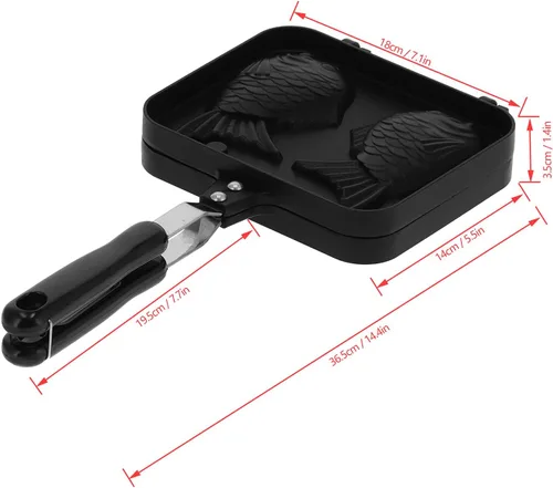 Miniatura 2 de Taiyaki - Molde para tartas en forma de pez, molde doble para hacer panqueques en forma de pez
