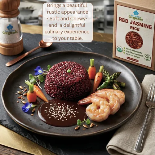Miniatura 8 de Arroz orgánico de jazmín rojo tailandés, sin gluten, sin conservantes, lote pequeño cultivado en Tailandia, 2 libras