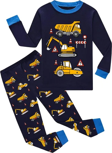Miniatura 56 de Little Hand Pijamas para niños pequeños, Monster Truck 100% algodón, dinosaurio para niños, 2 piezas, ropa de dormir, conjuntos de ropa de dormir