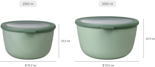 Miniatura 3 de Mepal Cirqula - Tazones altos para almacenar y servir múltiples alimentos de 68 onzas / 0.1 fl oz, con tapas transparentes, perfectos