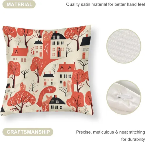 Miniatura 4 de Fundas de almohada cuadradas de satén rústico de dibujos animados con cremallera de 16 x 16 pulgadas, fundas de almohada para sofá, muebles