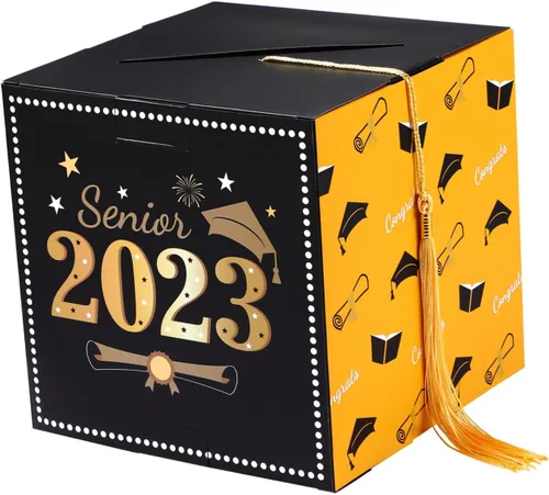 ABOOFAN Caja de tarjetas de graduación 2023, caja de tarjetas de regalo de felicitaciones graduadas con borla para decoraciones de fiesta de