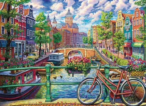 Miniatura 2 de Cobble Hill - Rompecabezas de 1000 piezas, Canal de Ámsterdam, póster de muestra incluido