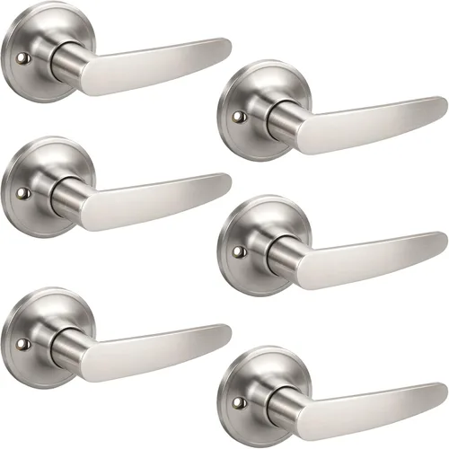 Miniatura 41 de KNOBWELL Juego de 10 manijas de puerta color negro mate, juego de manijas de puerta para privacidad para cama y baño, reversible para lado derecho