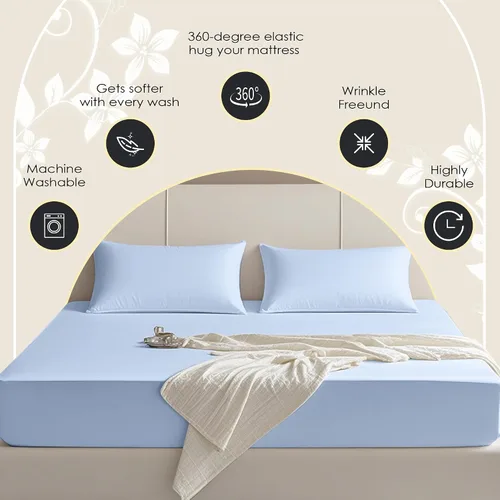 Miniatura 4 de FreshCulture Sábana Bajera Individual Solo – Sábana Bajera de Calidad de Hotel Premium para Cama Individual – Microfibra Cepillada Ultra Suave