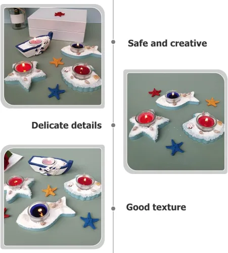 Miniatura 9 de ARTIBETTER Decoración para el hogar, 2 uds., portavelas náuticos, estrellas, pescado, té, candelabro, candelabro, manto, decoración para salas